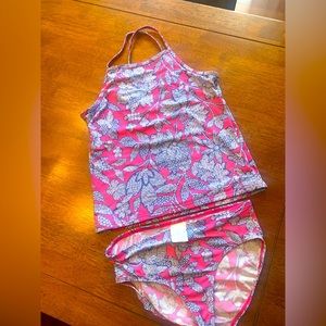 Landsend 2 piece bathing suit ( pink and light blue)